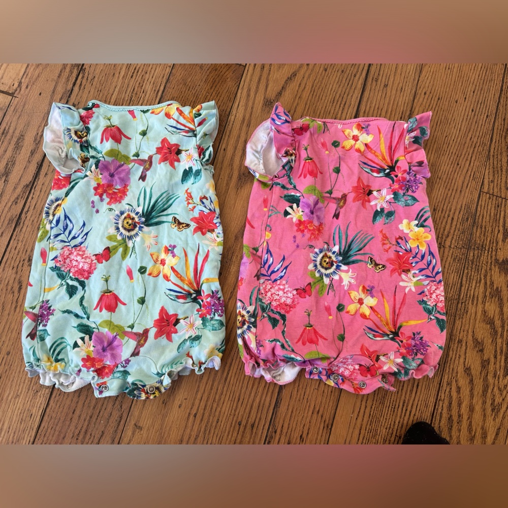 Bundle 2 baby onesies floral 3-6 months British next baby